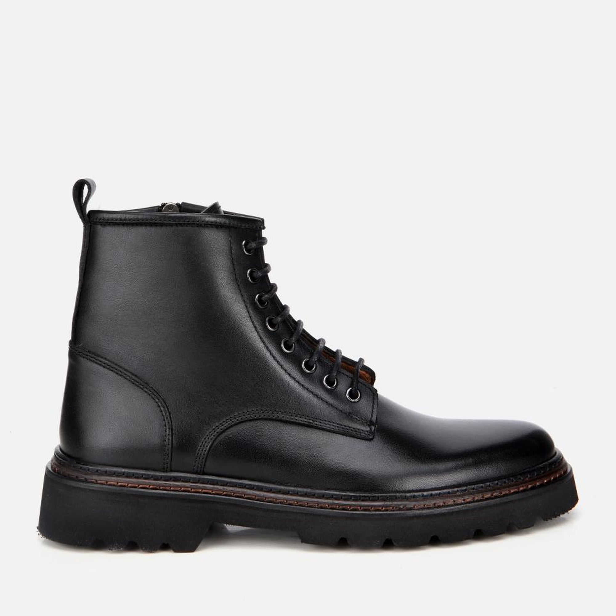 Erkek Deri Siyah Fermuarlı Kalın Tabanlı Casual Bot