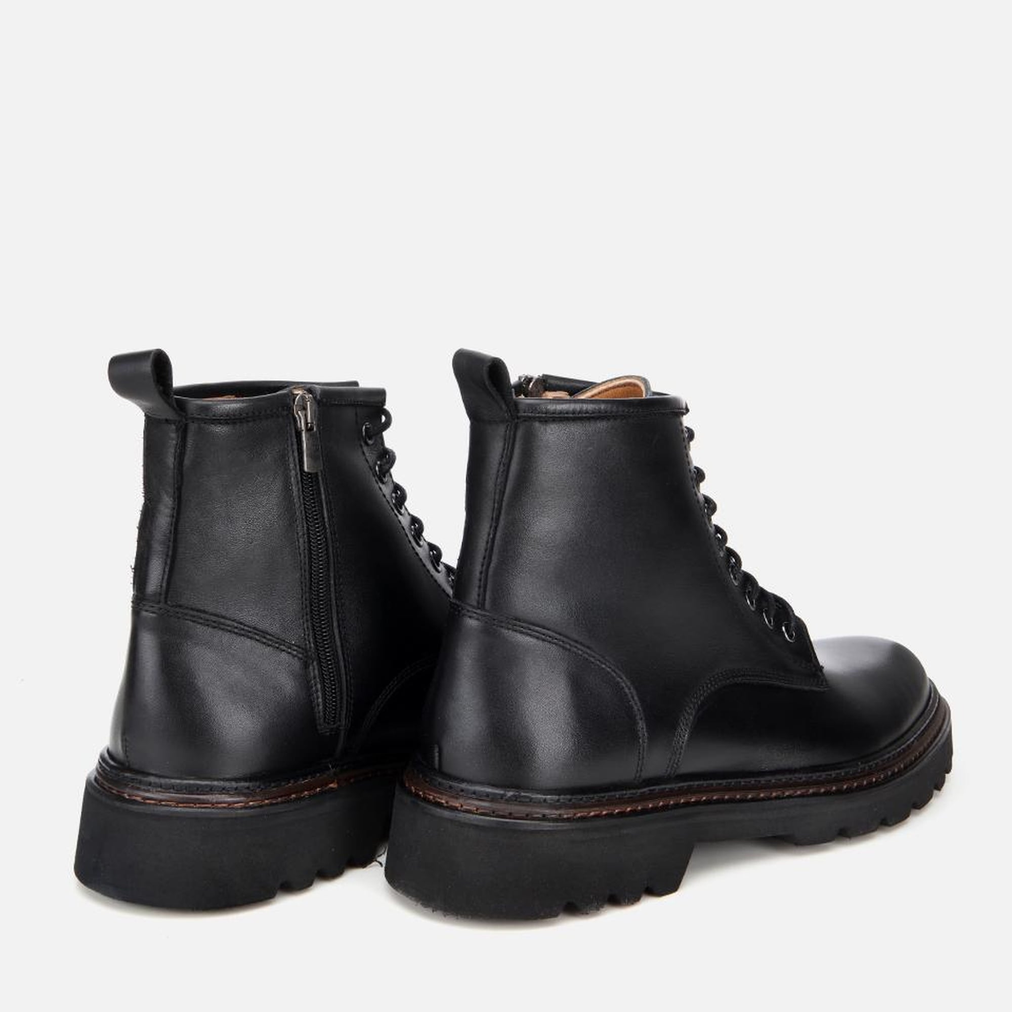 Erkek Deri Siyah Fermuarlı Kalın Tabanlı Casual Bot