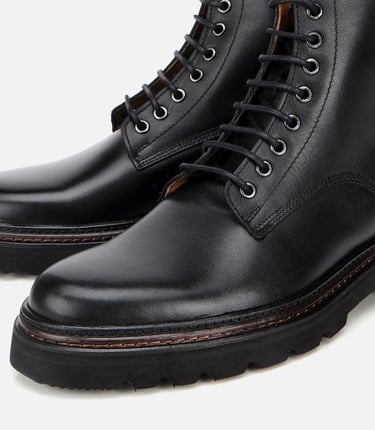  Erkek Deri Siyah Fermuarlı Kalın Tabanlı Casual Bot