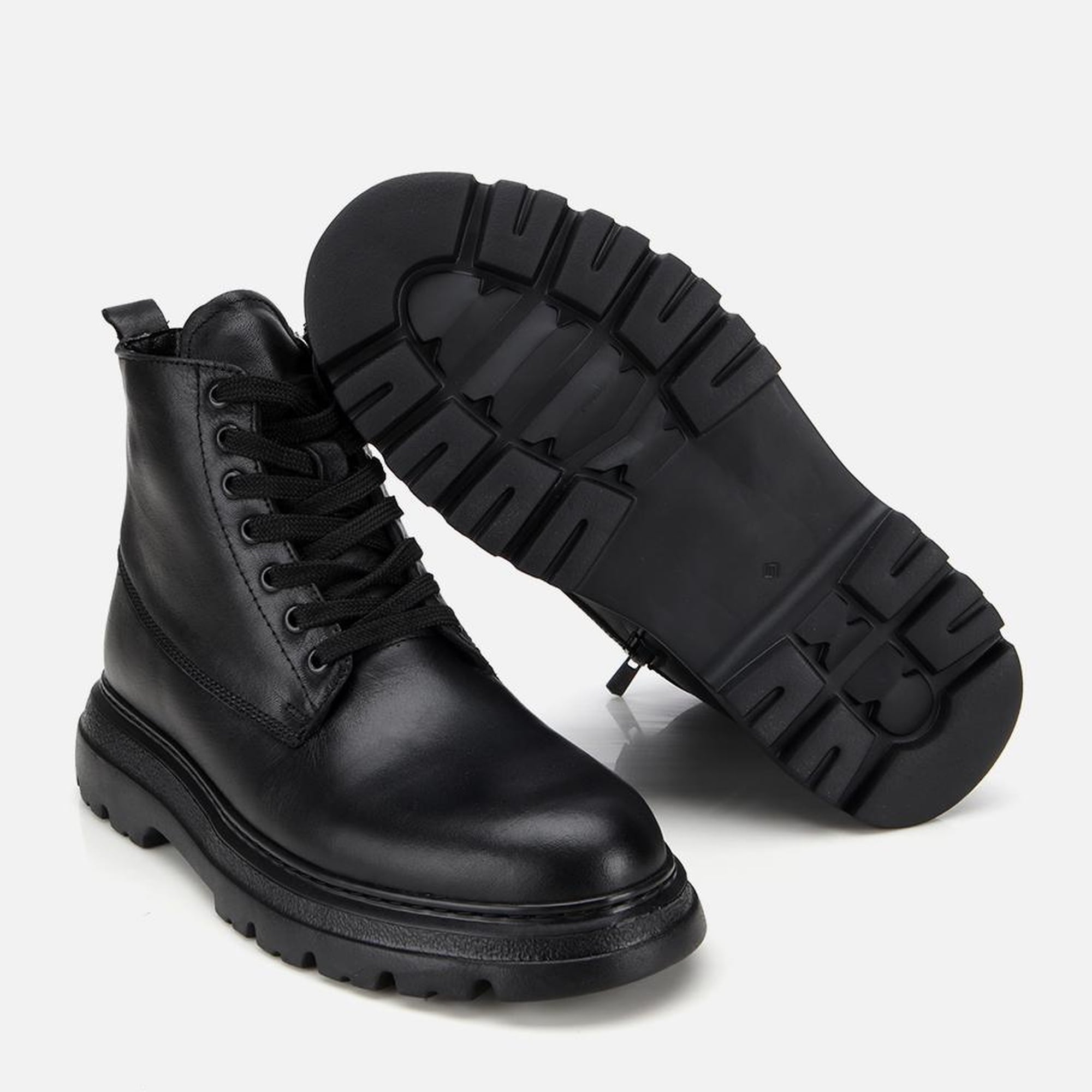 Erkek Deri Siyah Fermuarlı Yüksek Tabanlı Casual Bot