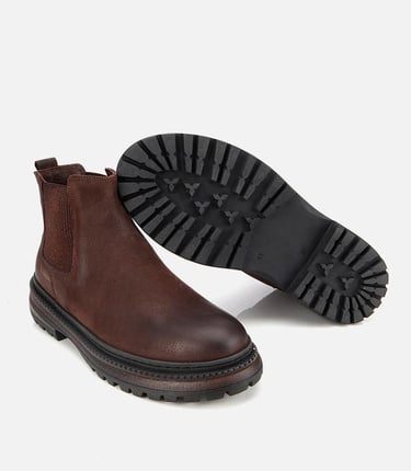  Erkek Nubuk Deri Kahverengi Lastik Detaylı Chelsea Bot