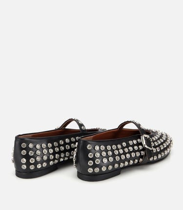  Kadın Siyah Taşlı Babet