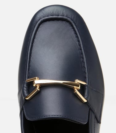  Kadın Deri Lacivert Tokalı Loafer