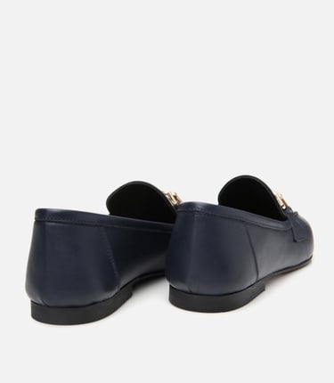  Kadın Deri Lacivert Tokalı Loafer