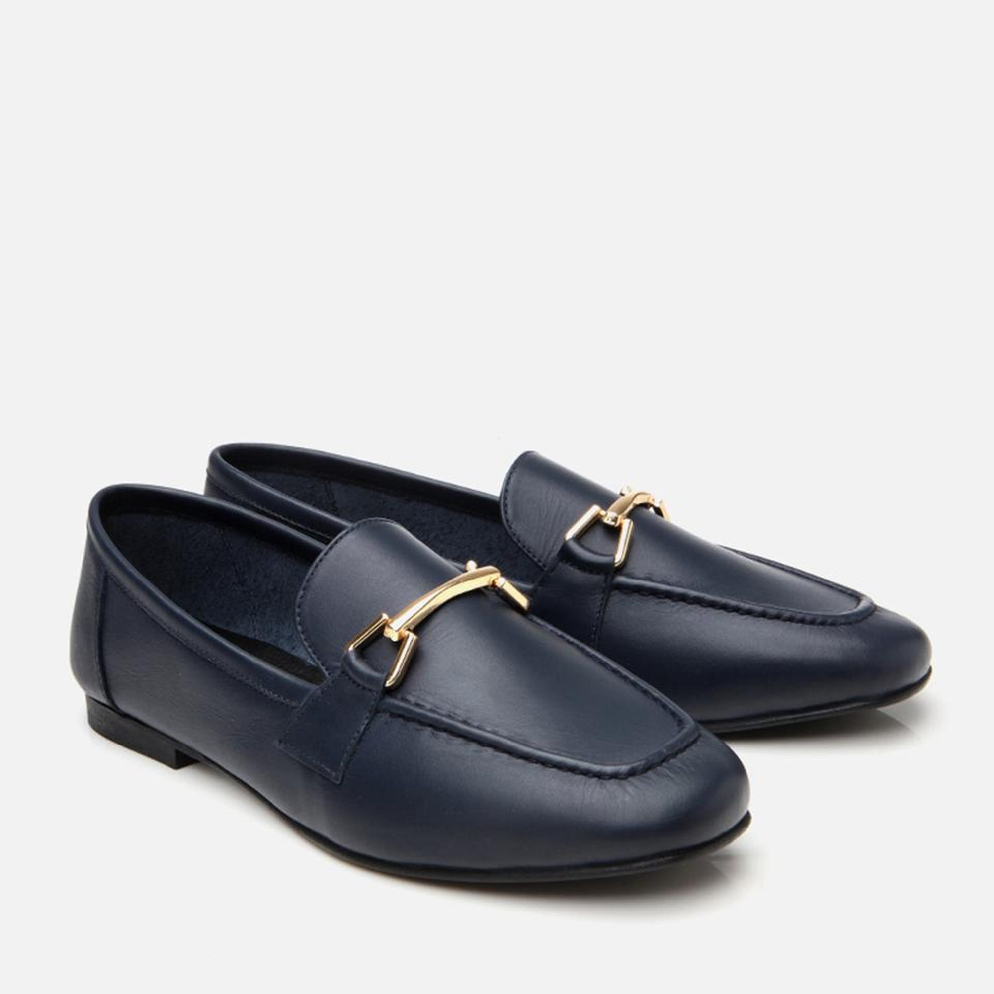 Kadın Deri Lacivert Tokalı Loafer