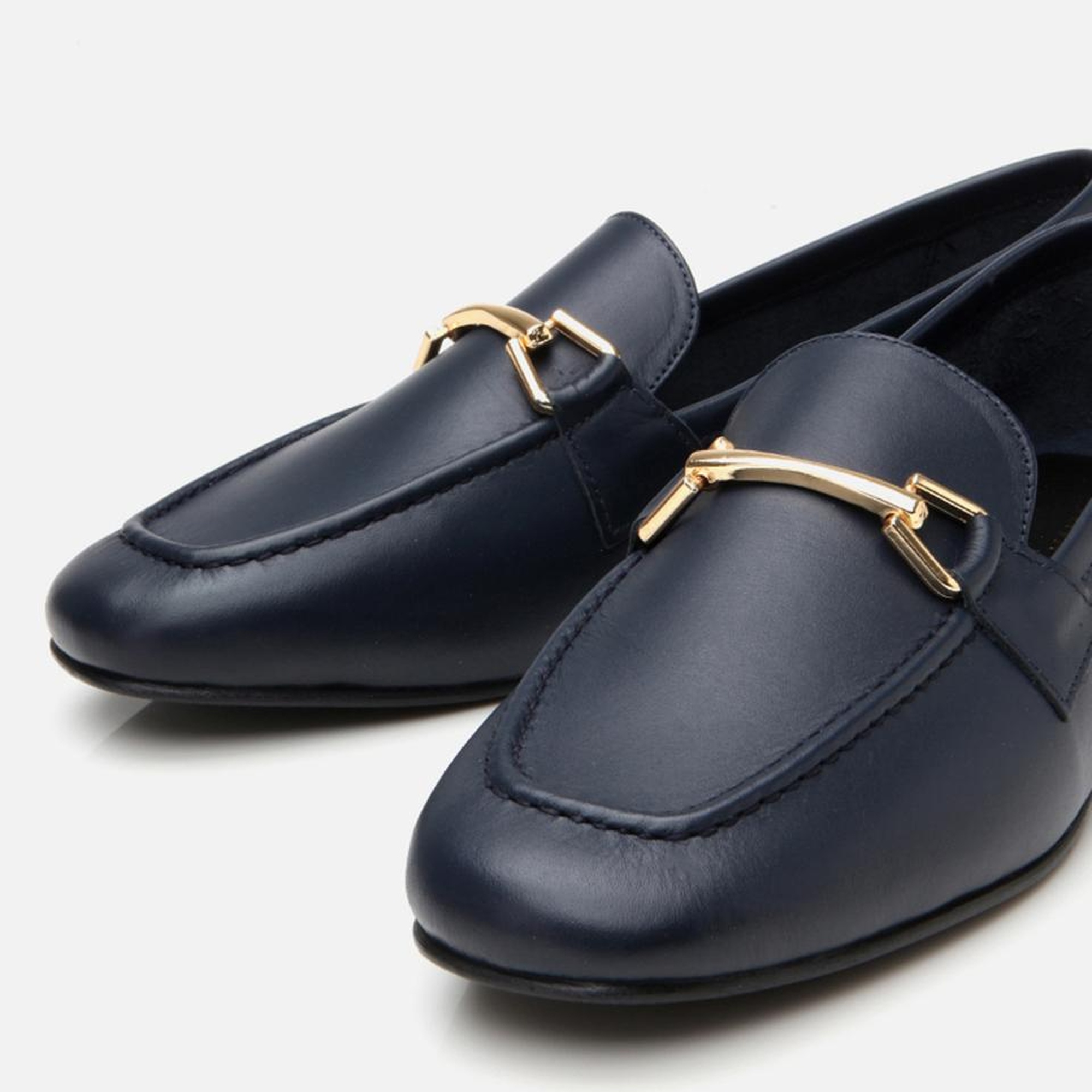 Kadın Deri Lacivert Tokalı Loafer