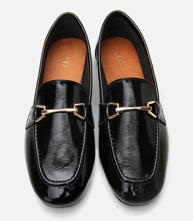  Kadın Deri Siyah Tokalı Loafer