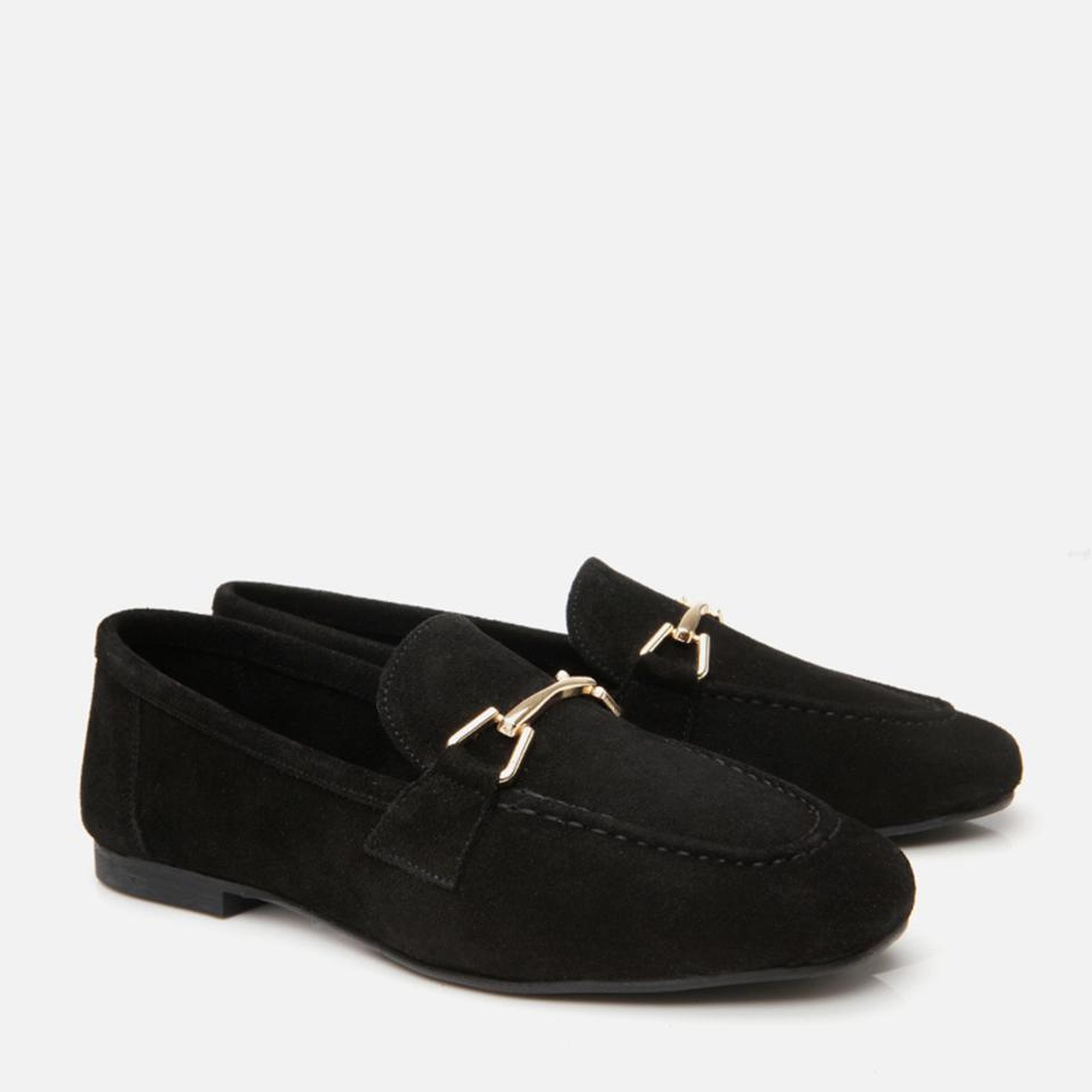 Kadın Deri Siyah Tokalı Loafer