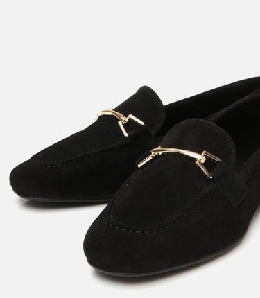  Kadın Deri Siyah Tokalı Loafer