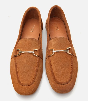  Kadın Deri Taba Tokalı Loafer