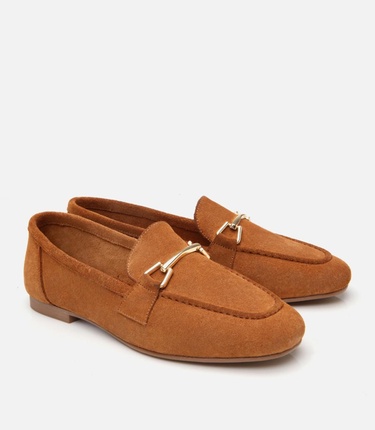  Kadın Deri Taba Tokalı Loafer