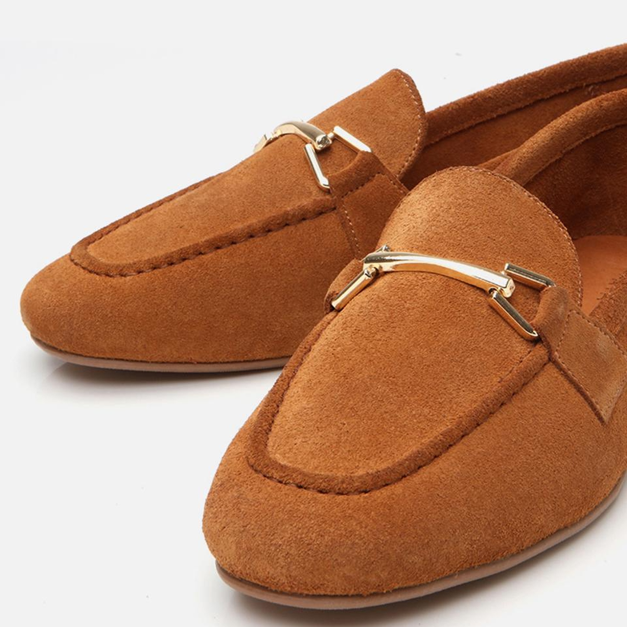 Kadın Deri Taba Tokalı Loafer