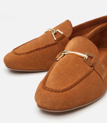  Kadın Deri Taba Tokalı Loafer