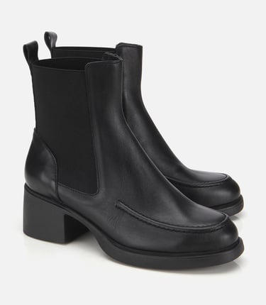  Kadın Deri Siyah Lastik Detaylı Topuklu Bot