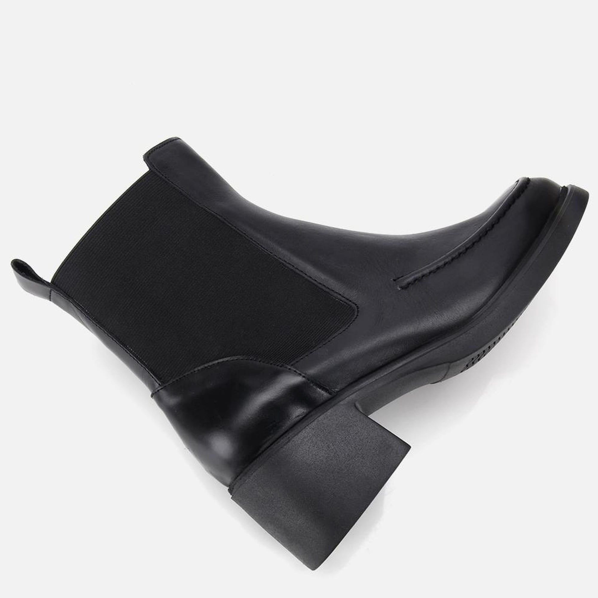 Kadın Deri Siyah Lastik Detaylı Topuklu Bot