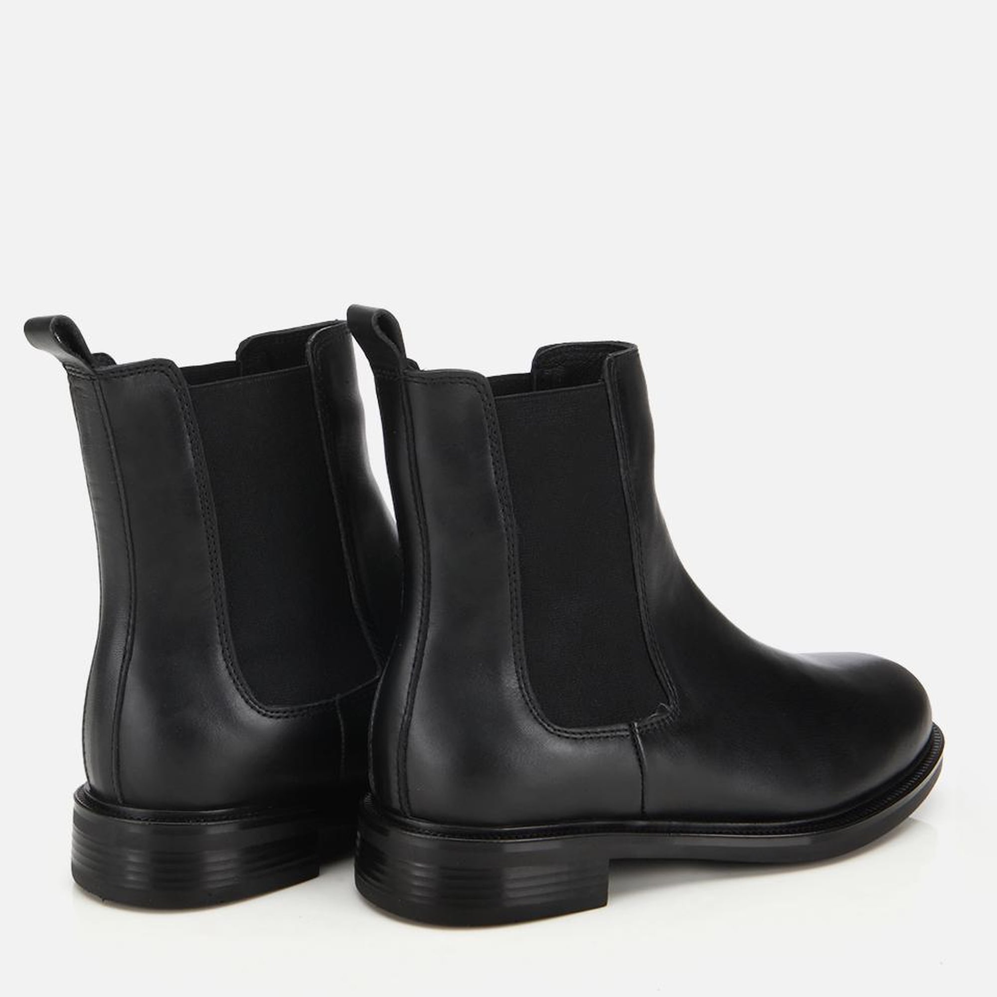 Kadın Deri Siyah Lastik Detaylı Düz Bot