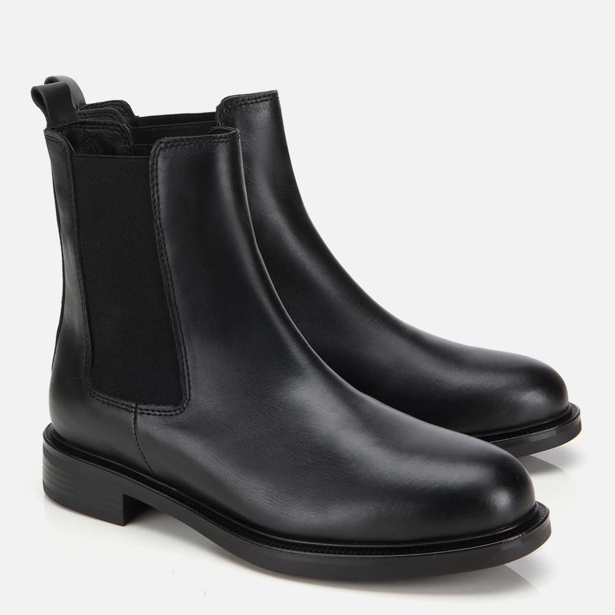 Kadın Deri Siyah Lastik Detaylı Düz Bot