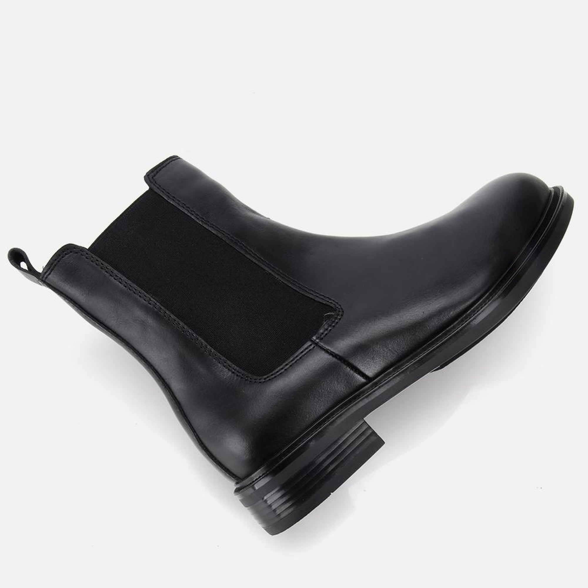 Kadın Deri Siyah Lastik Detaylı Düz Bot