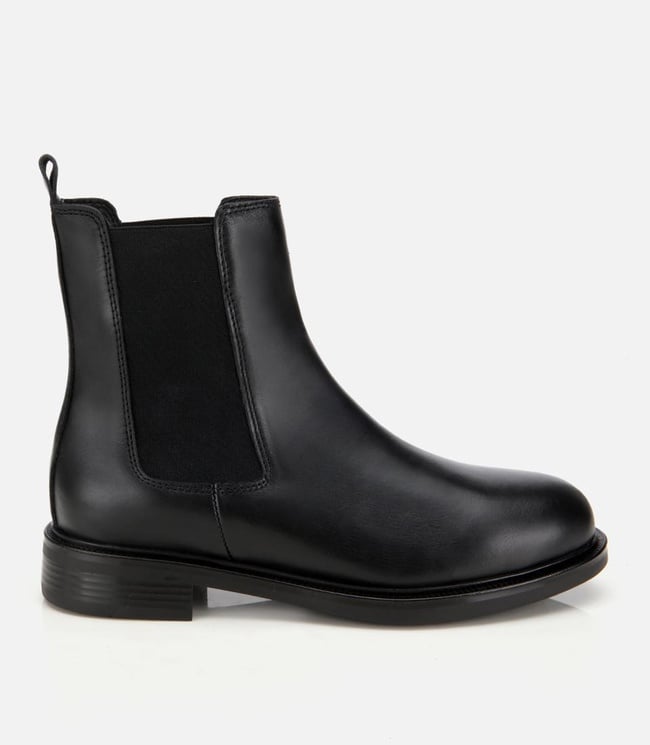  Kadın Deri Siyah Lastik Detaylı Düz Bot