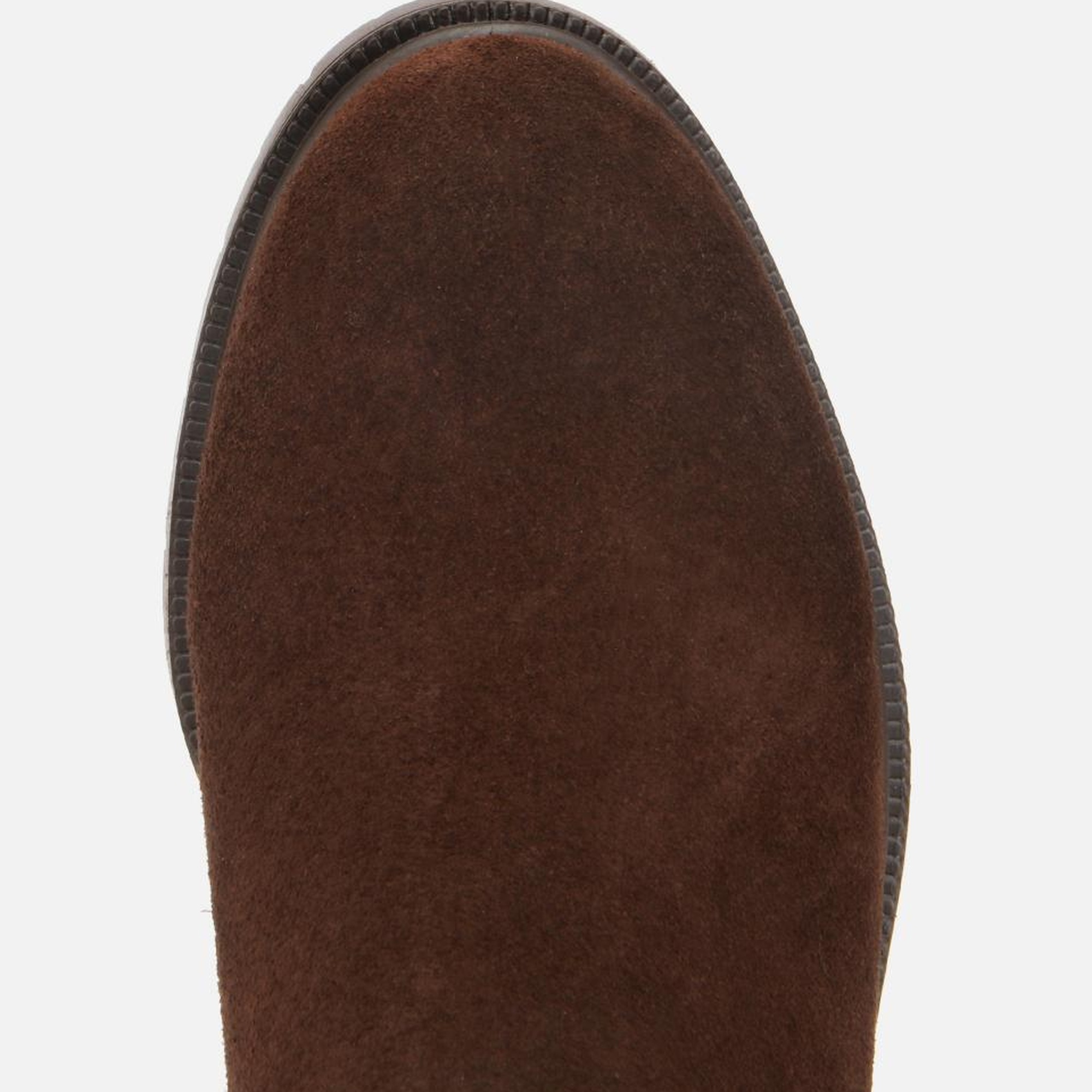 Kadın Süet Deri Kahverengi Lastik Detaylı Kalın Topuklu Bot