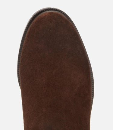  Kadın Süet Deri Kahverengi Lastik Detaylı Kalın Topuklu Bot