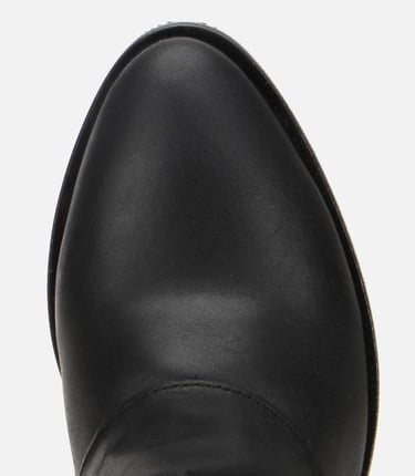  Kadın Deri Siyah Tokalı Kırışık Görünümlü Kovboy/Western Düz Bot