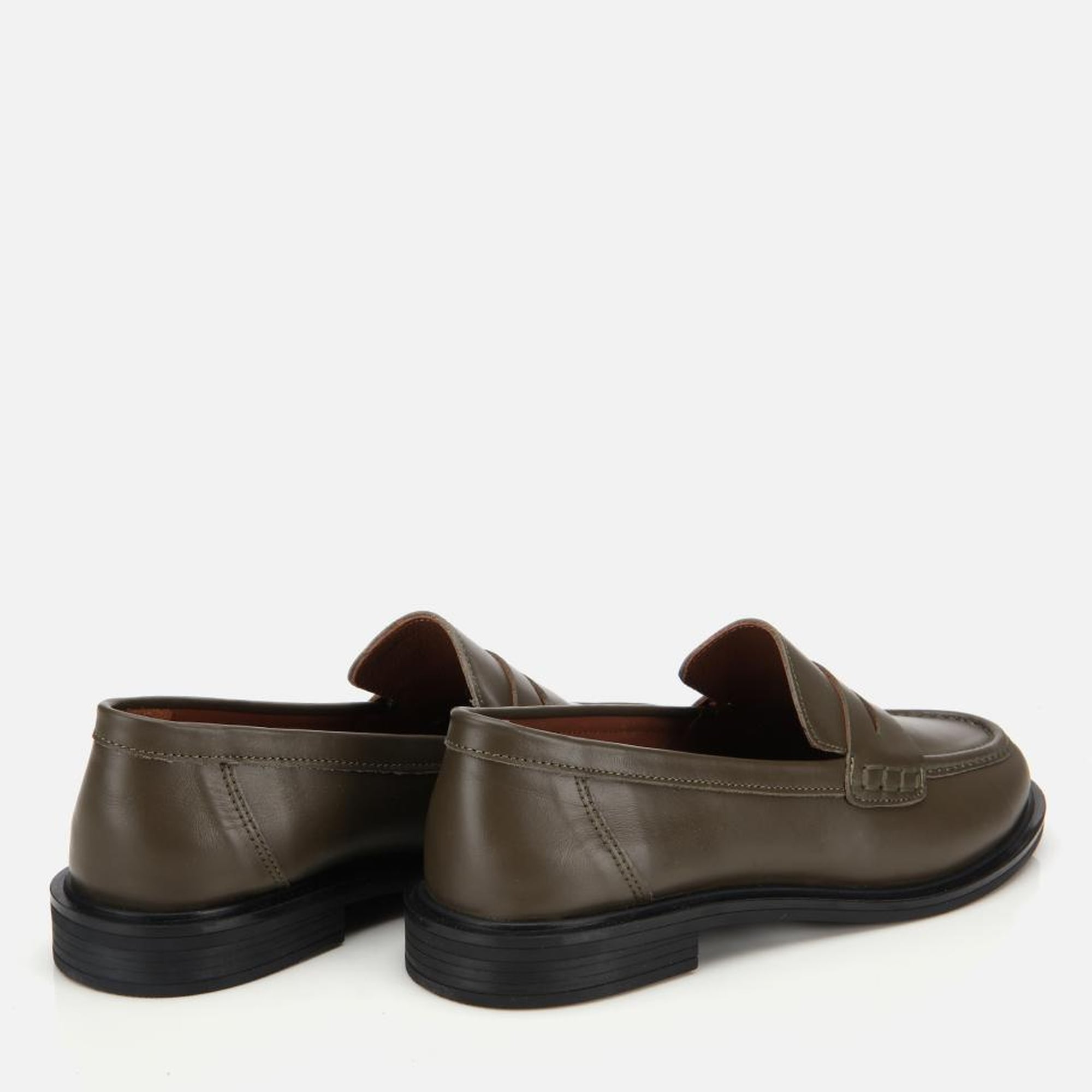 Kadın Deri Haki Yumuşak Dokulu Klasik Loafer