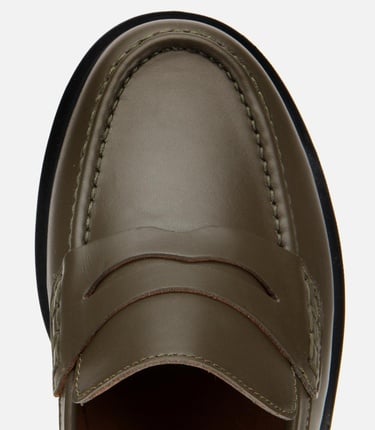  Kadın Deri Haki Yumuşak Dokulu Klasik Loafer