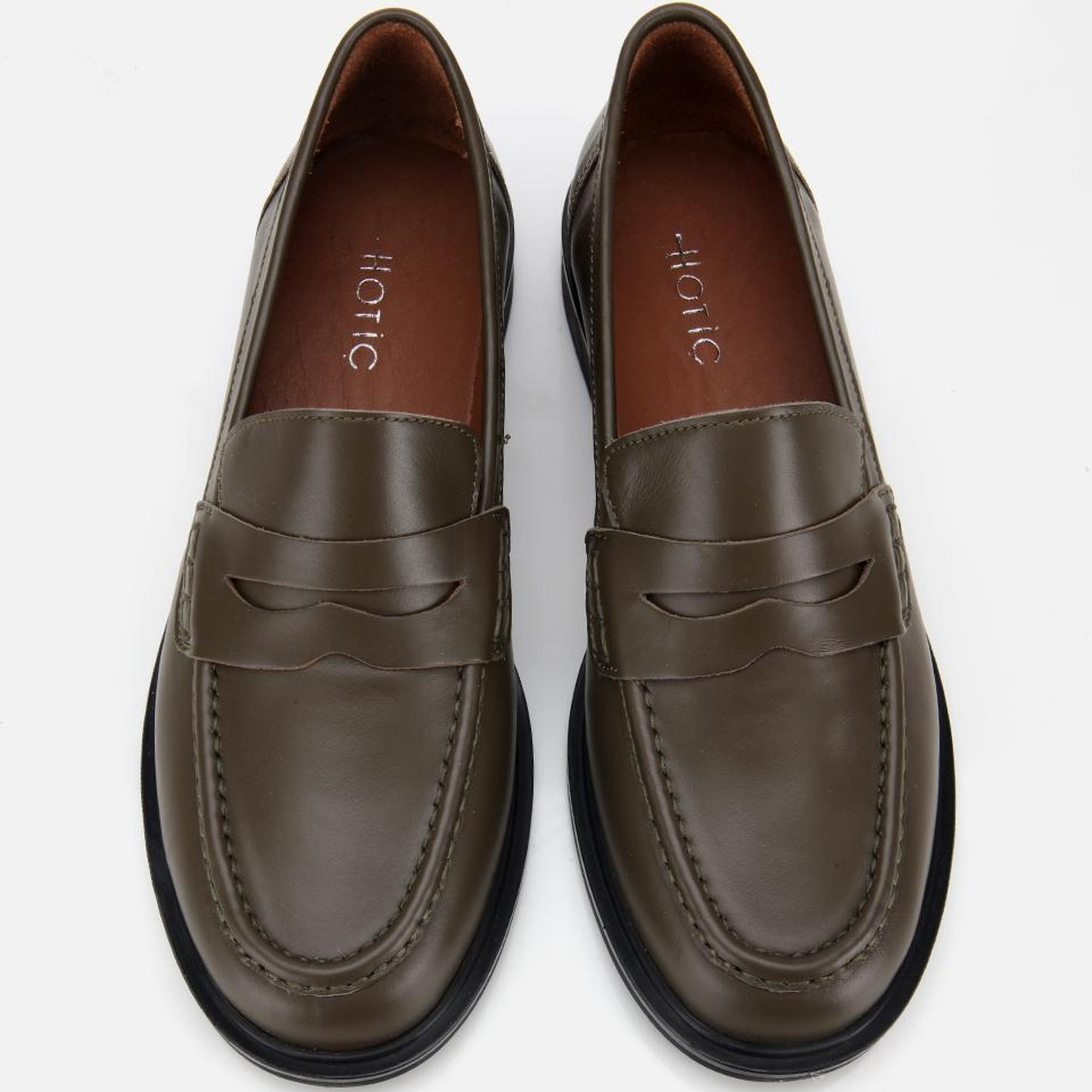 Kadın Deri Haki Yumuşak Dokulu Klasik Loafer