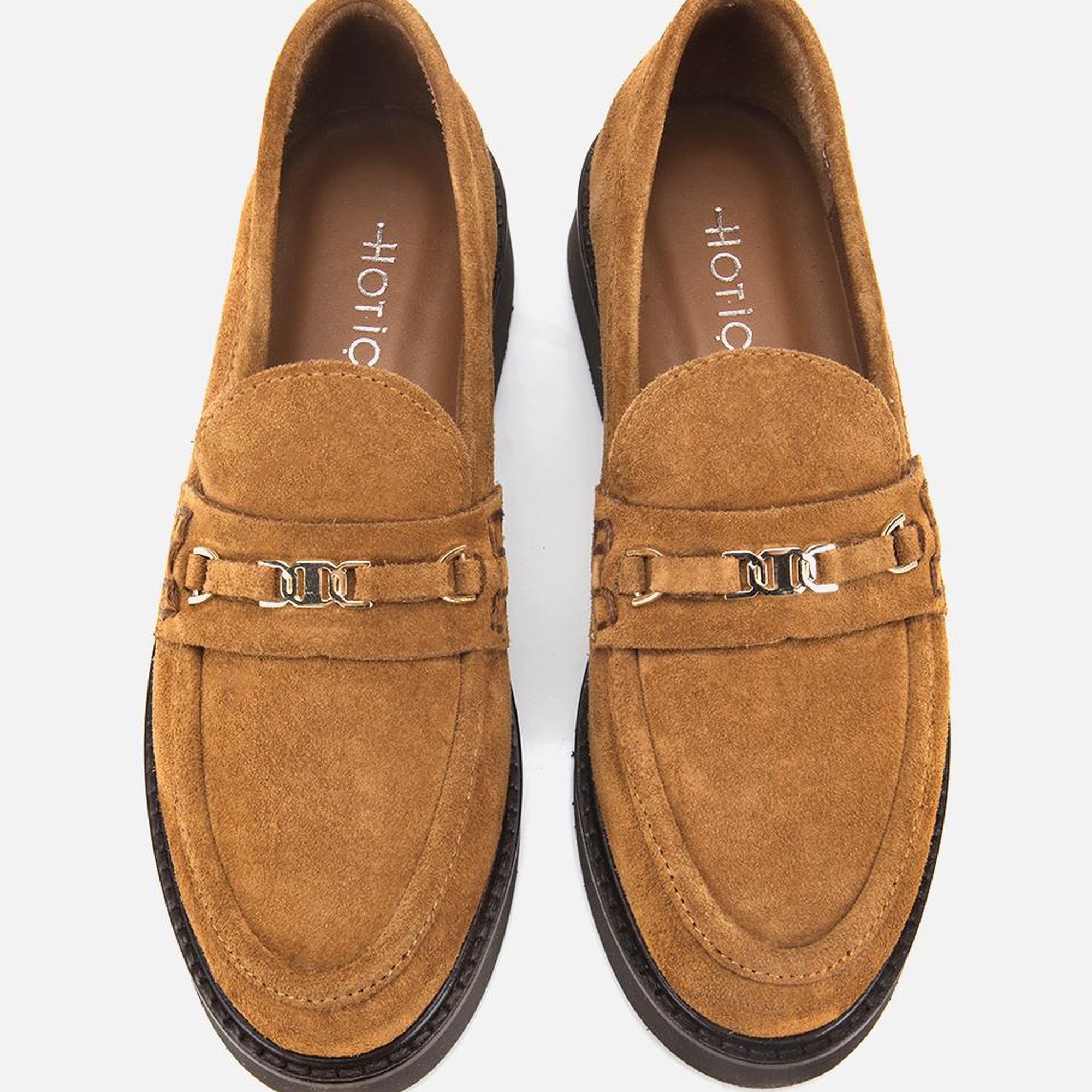 Kadın Süet Deri Taba Tokalı Hafif Tabanlı Klasik Loafer