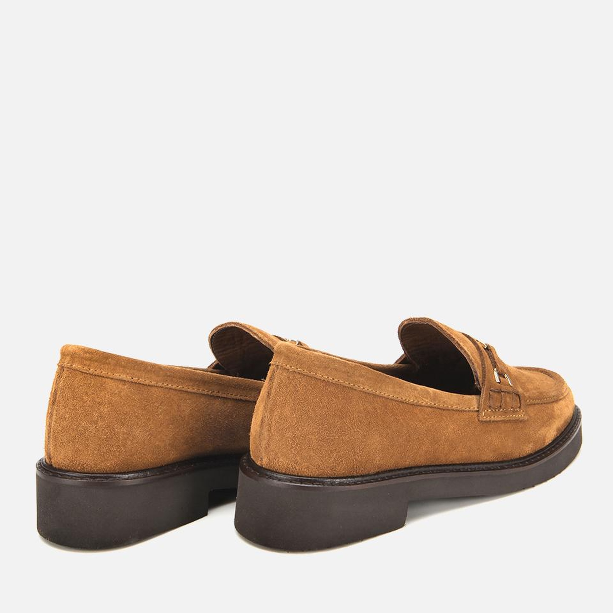 Kadın Süet Deri Taba Tokalı Hafif Tabanlı Klasik Loafer