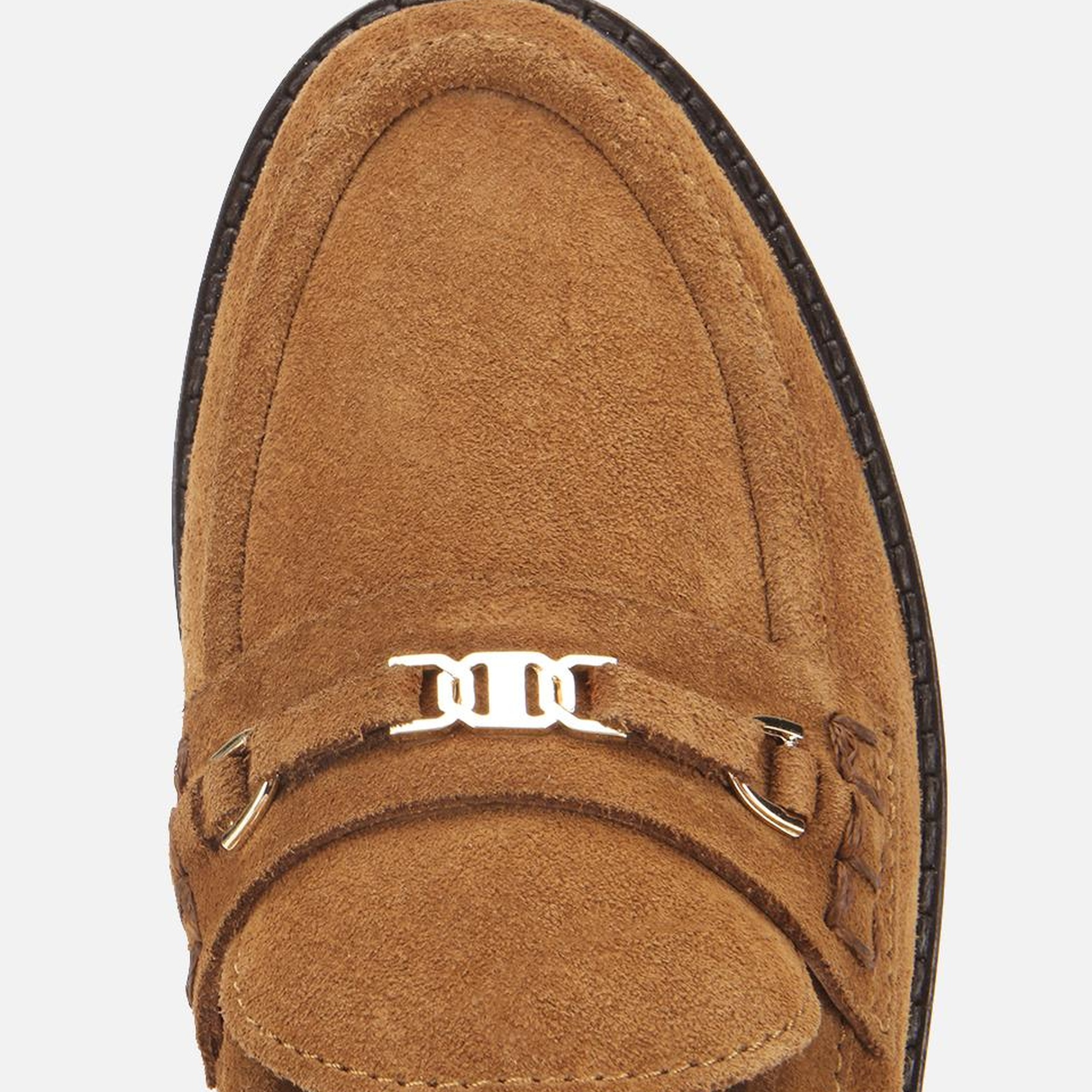 Kadın Süet Deri Taba Tokalı Hafif Tabanlı Klasik Loafer