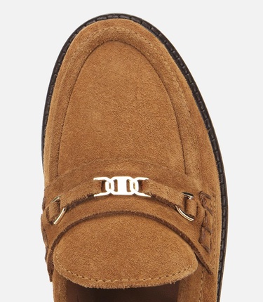  Kadın Süet Deri Taba Tokalı Hafif Tabanlı Klasik Loafer