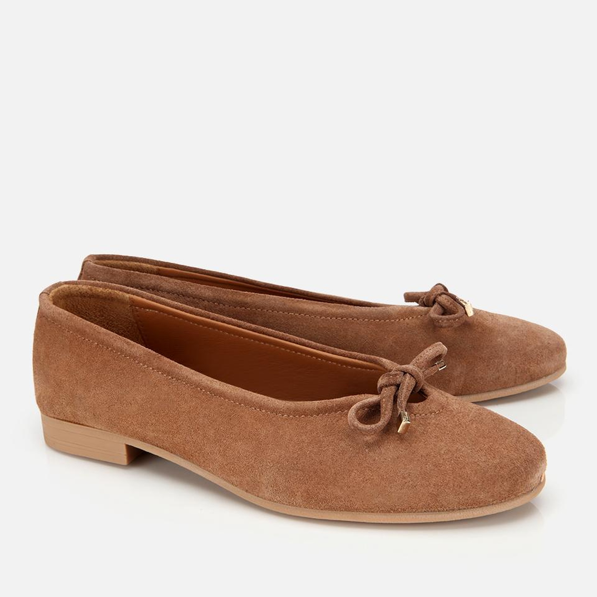 Kadın Süet Deri Taba Fiyonk Detaylı Babet