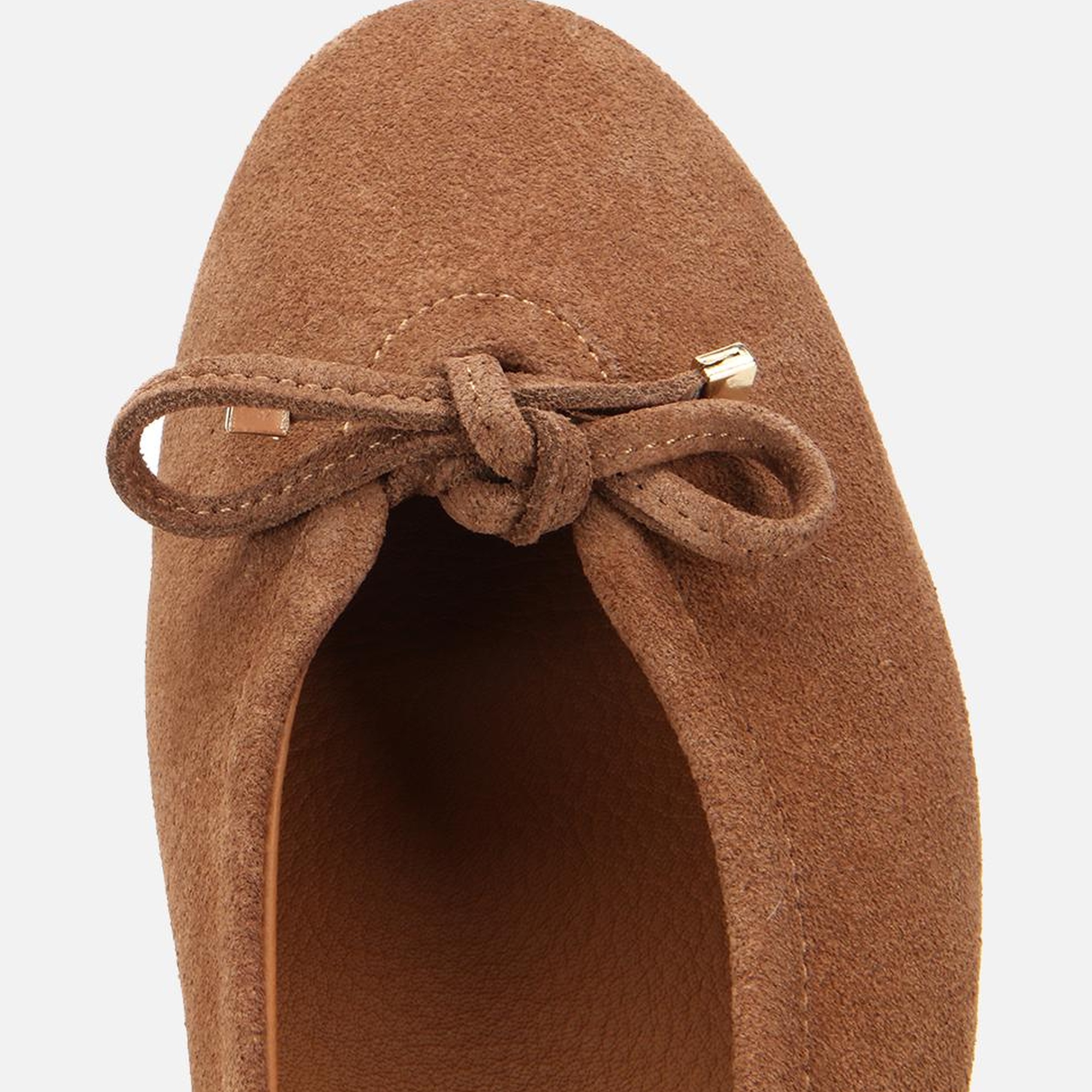 Kadın Süet Deri Taba Fiyonk Detaylı Babet