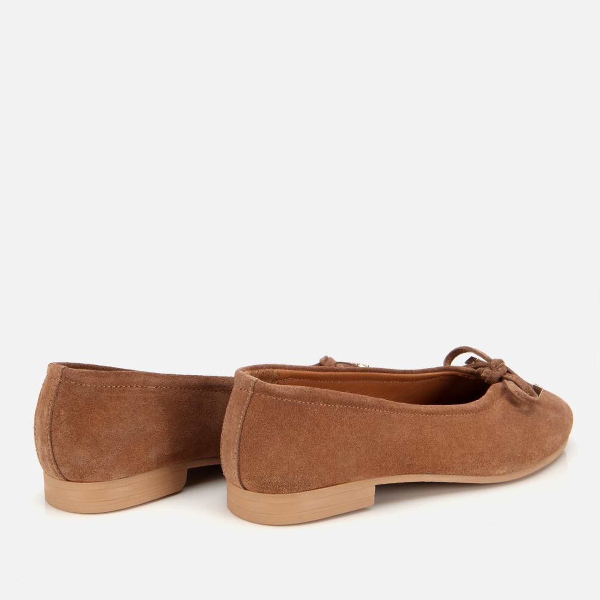 Kadın Süet Deri Taba Fiyonk Detaylı Babet