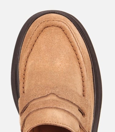  Kadın Süet Deri Taba Dolgu Topuklu Günlük Loafer