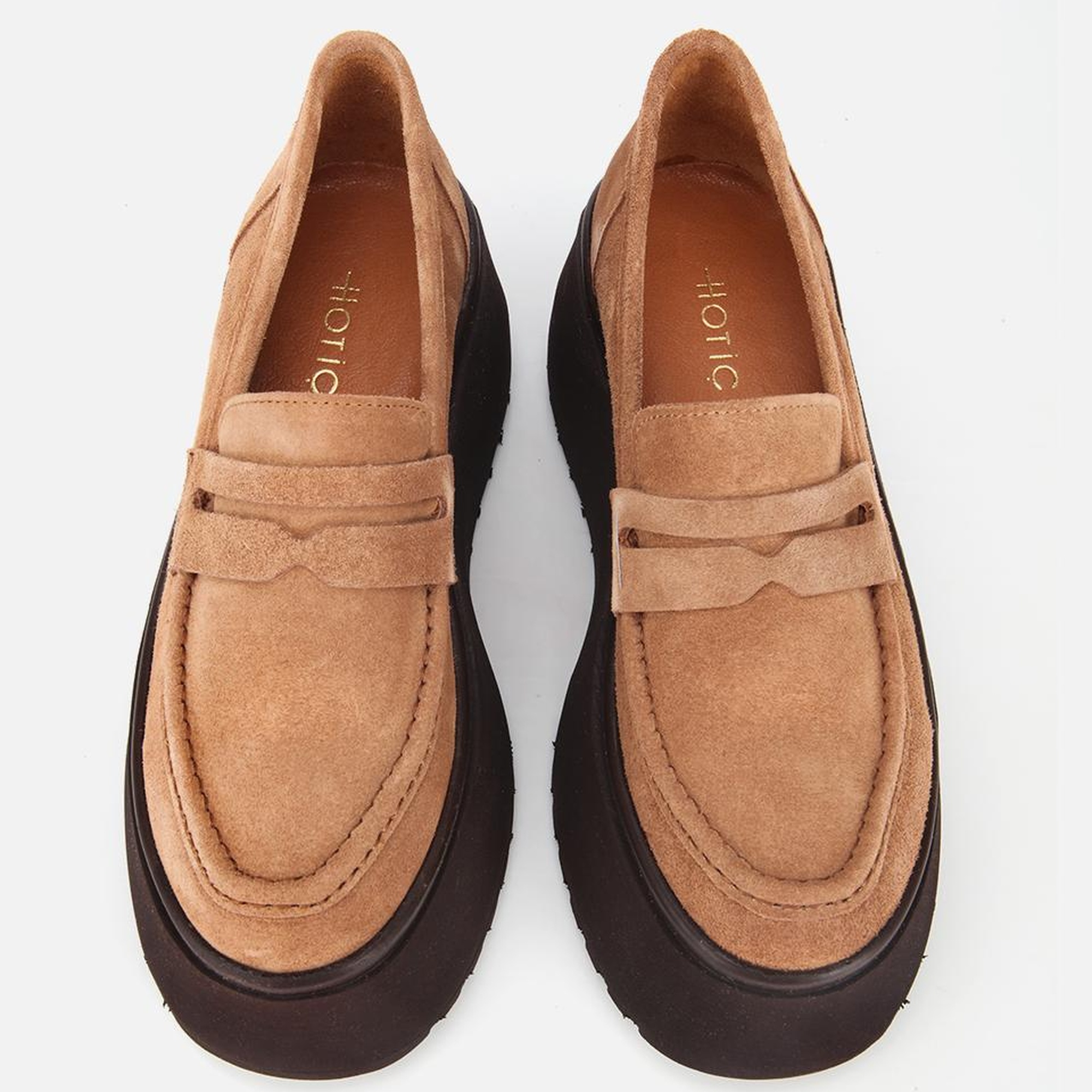 Kadın Süet Deri Taba Dolgu Topuklu Günlük Loafer