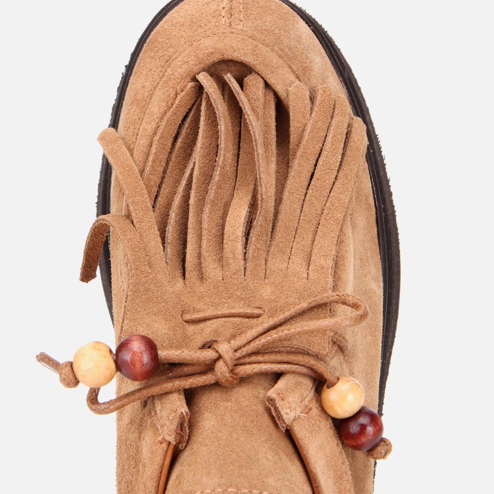 Kadın Süet Deri Taba Püskül Detaylı Kalın Tabanlı Günlük Loafer