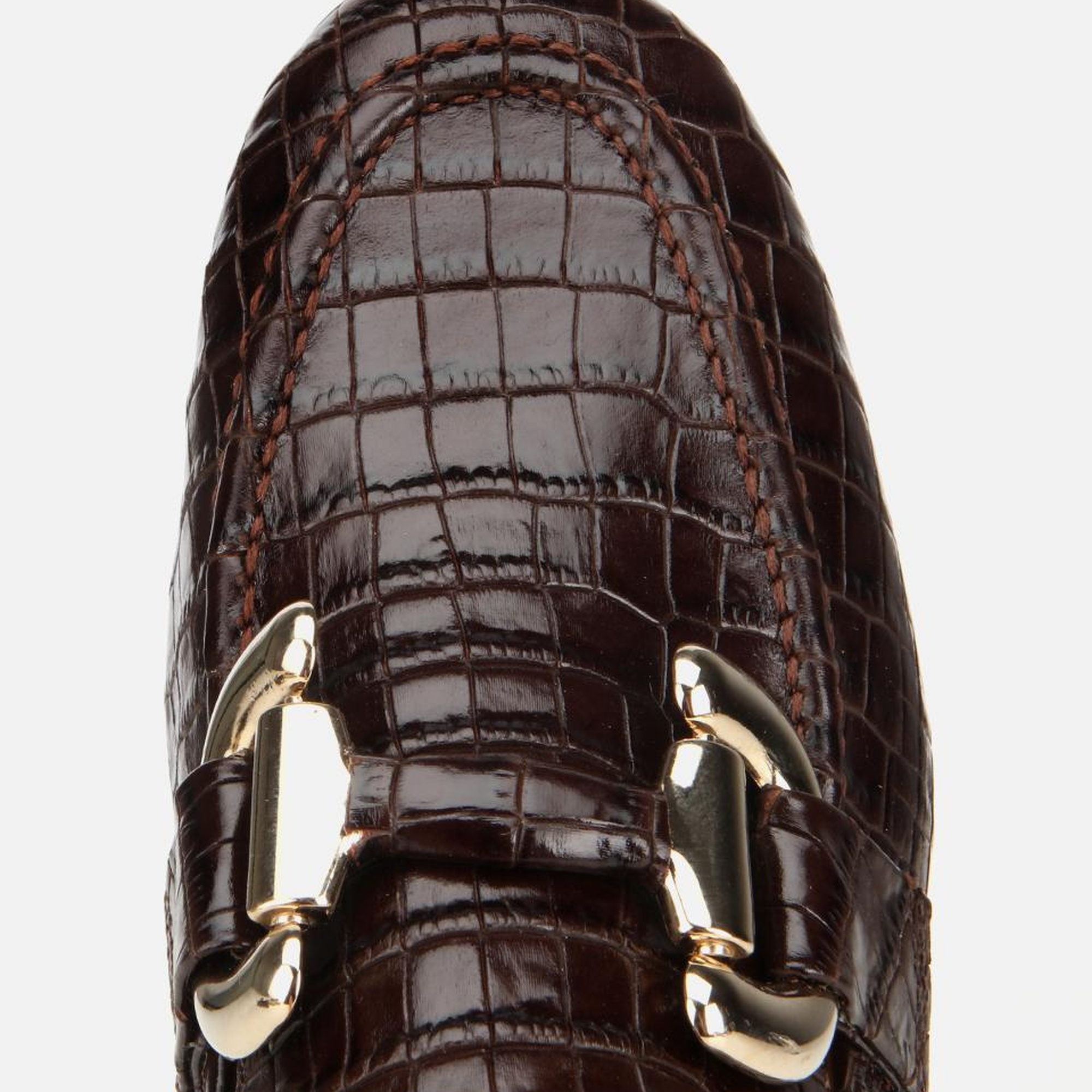 Kadın Deri Kahverengi Kroko Baskılı Klasik Loafer