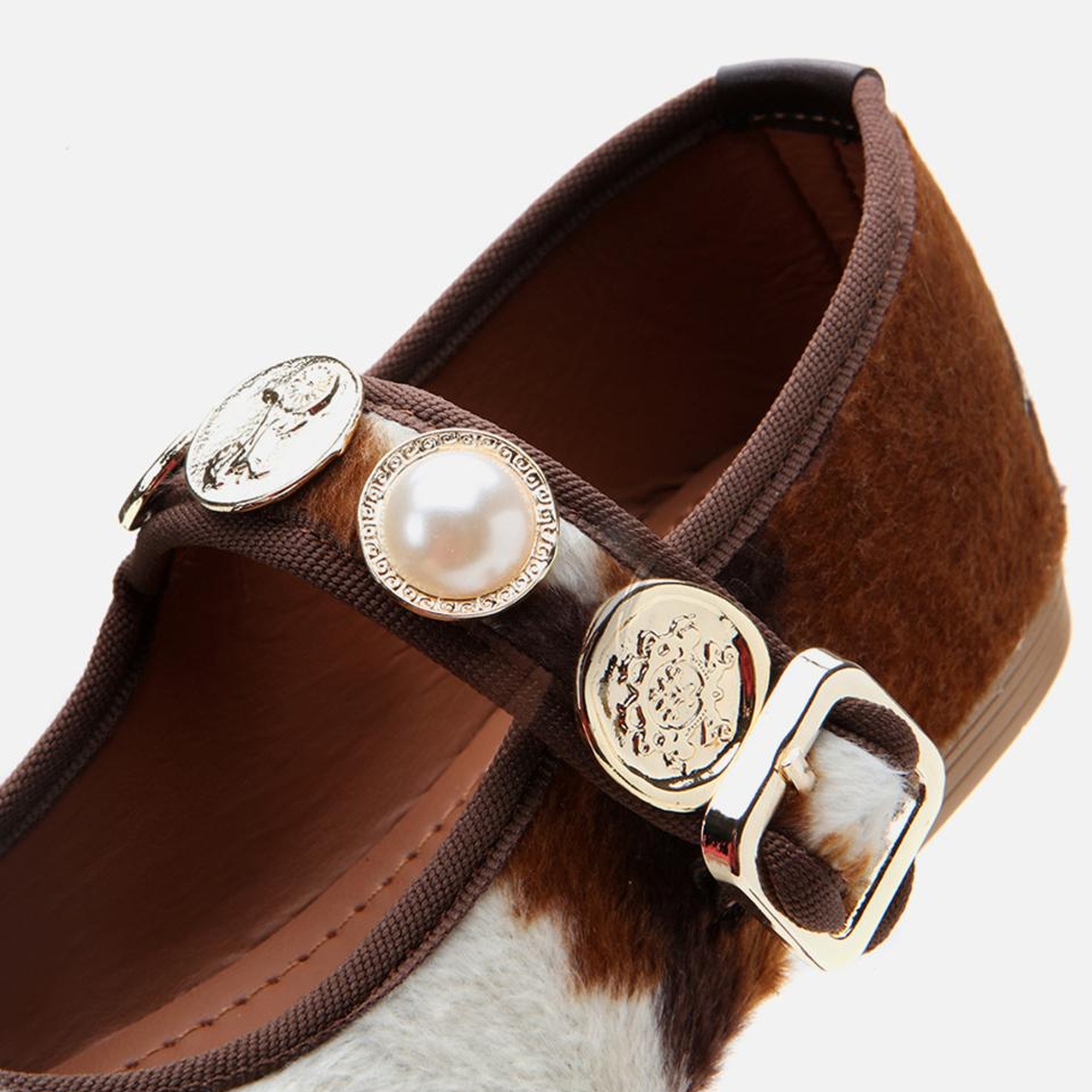 Kadın Peluş Bej Taşlı Kadın Babet