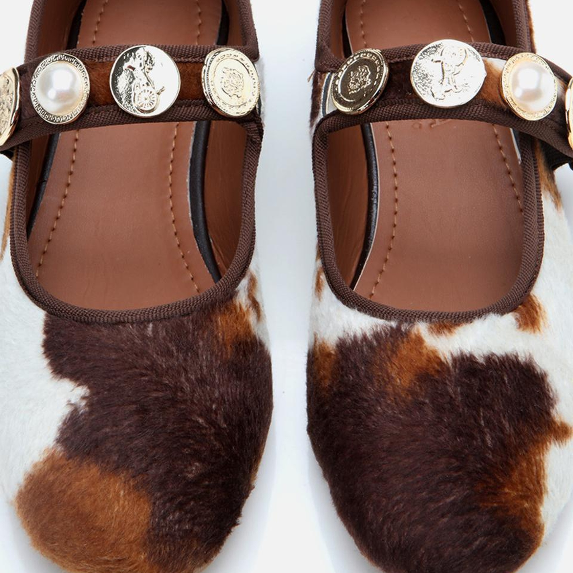 Kadın Peluş Bej Taşlı Kadın Babet