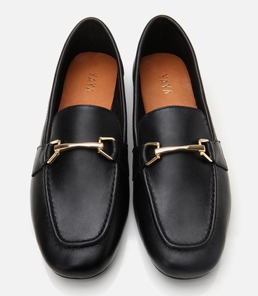  Kadın Deri Siyah Tokalı Loafer