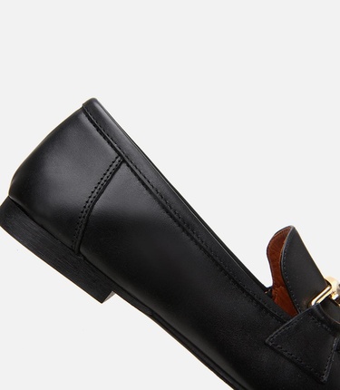  Kadın Deri Siyah Tokalı Loafer