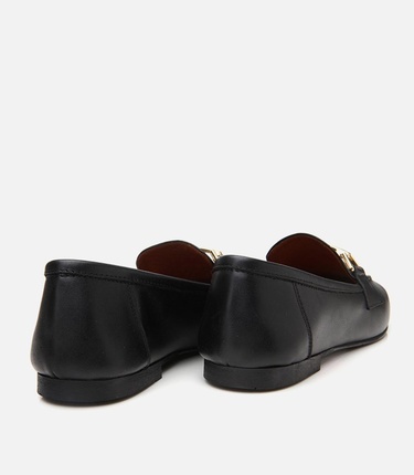  Kadın Deri Siyah Tokalı Loafer