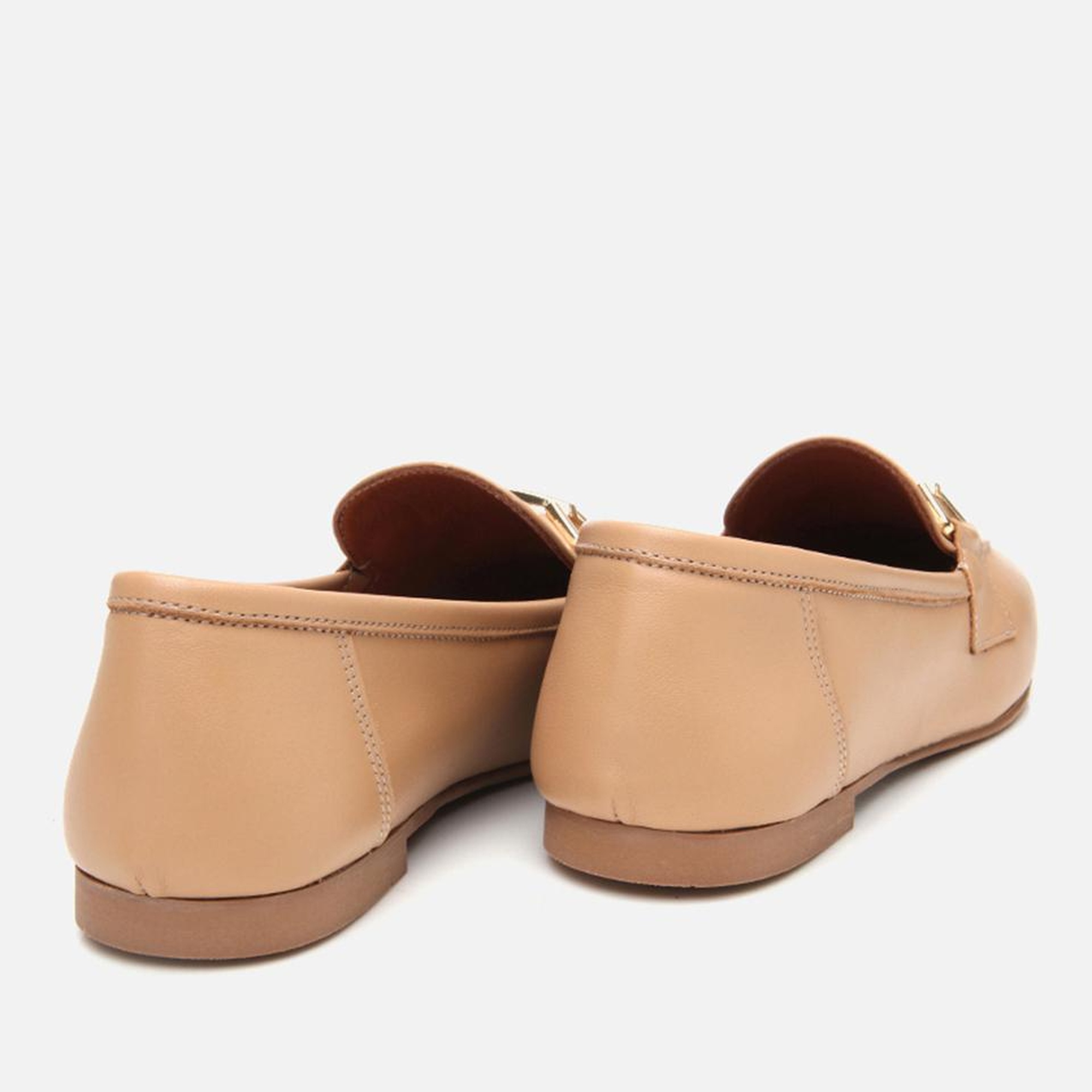 Kadın Deri Bej Tokalı Loafer