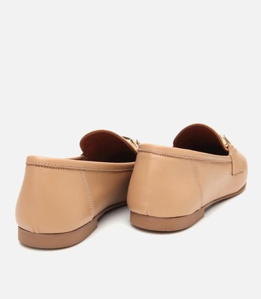  Kadın Deri Bej Tokalı Loafer