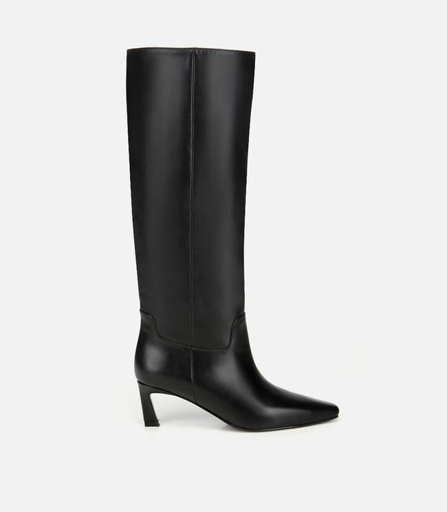  Kadın Deri Siyah Sivri Burunlu Topuklu Çizme