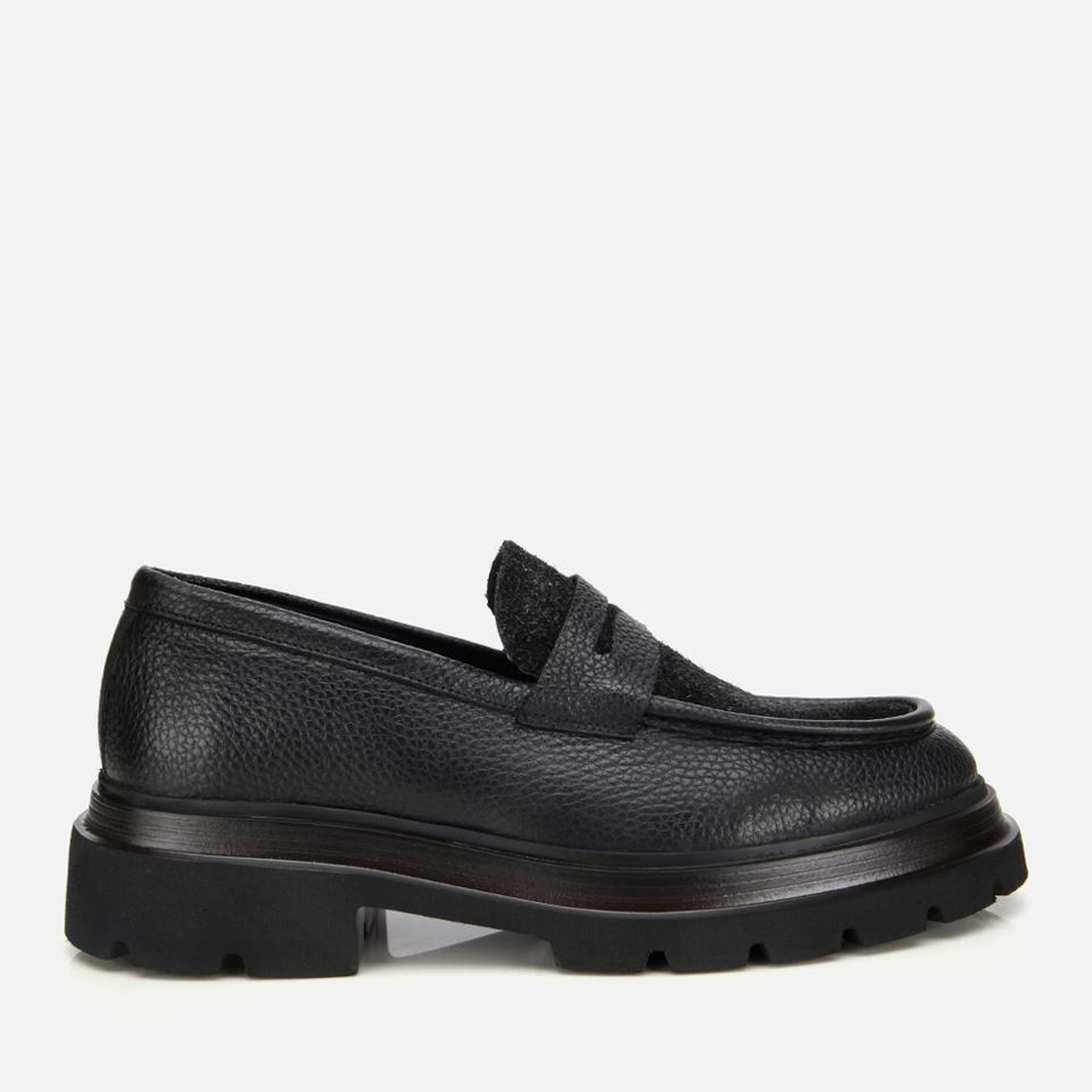 Erkek Deri Siyah Kırçıllı Yüksek Tabanlı Klasik Loafer