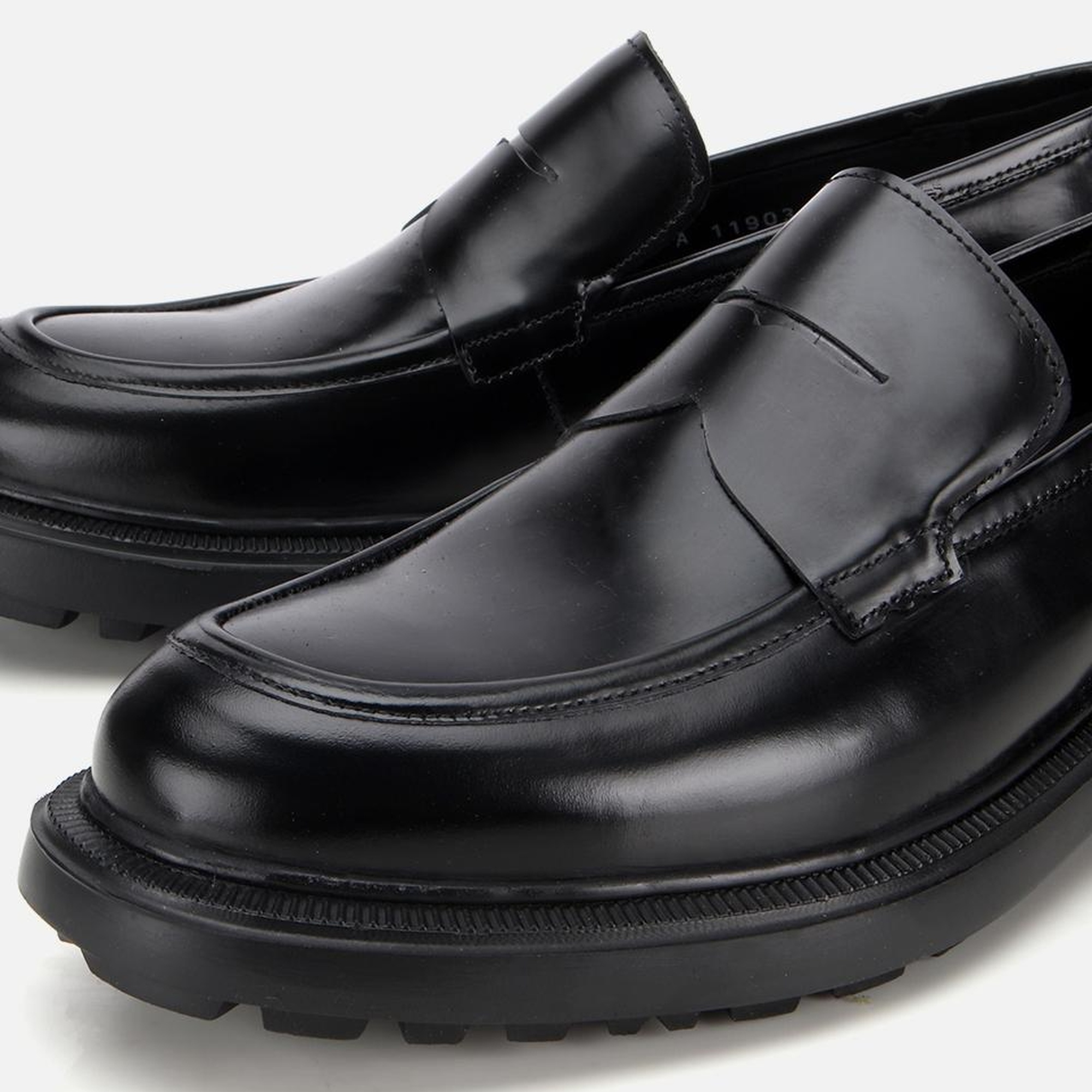 Erkek Açma Deri Siyah Kalın Tabanlı Klasik Loafer